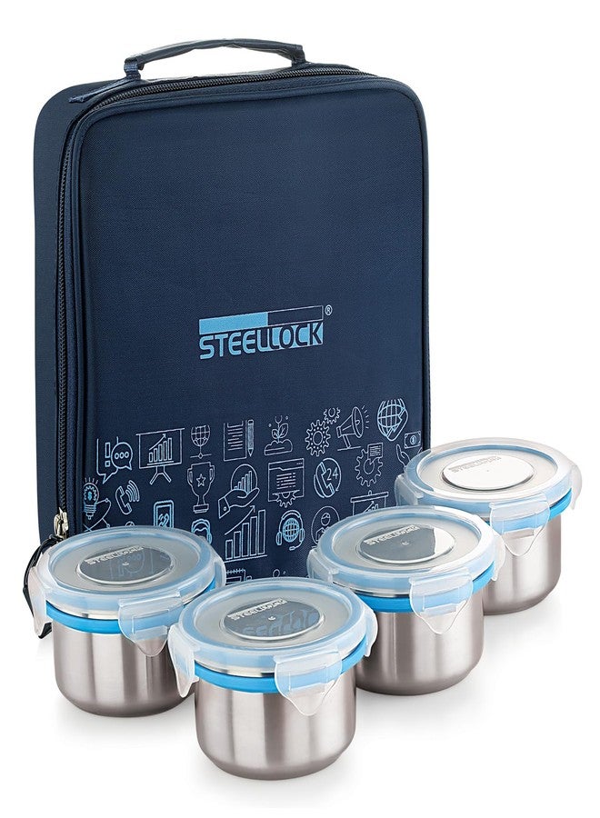 STEELLOCK Lunch Box, Stainless Steel Containers, Leak Proof with BPA Free Air Tight Lids, Fabric Jacket (280 ml x 4 pcs, HL - 1241) - Image 4